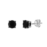 Seki 0.95CT Round Black Spinel Stud Earrings 925 Silver