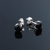 Seki 0.95CT Round Black Spinel Stud Earrings 925 Silver