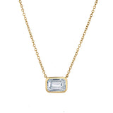 Glinda 14K Yellow Gold 3 Ct Lab Grown Diamond Emerald Bezel Necklace
