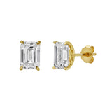 Viridian 14K Yellow Gold Lab Grown Emerald Cut Solitaire Diamond Earrings - 2.00 Cts