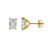 Viridian 14K Yellow Gold Lab Grown Emerald Cut Solitaire Diamond Earrings - 2.00 Cts