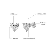 Elaria 14K White Gold Lab Grown Heart Solitaire Diamond Earrings -  1.85 Cts