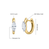 Marquise Muse 14K Yellow Gold Lab Grown Diamond Huggies - 0.50 ct