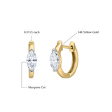 Marquise Muse 14K Yellow Gold Lab Grown Diamond Huggies - 0.75 ct