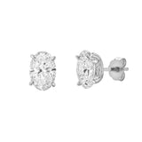 Ellora 14K White Gold Lab Grown Oval Solitaire Diamond Earrings - 2.00 Cts