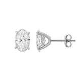 Ellora 14K White Gold Lab Grown Oval Solitaire Diamond Earrings - 2.00 Cts