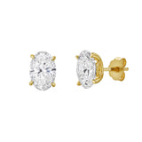 Ellora 14K Yellow Gold Lab Grown Oval Solitaire Diamond Earrings - 2.00 Cts