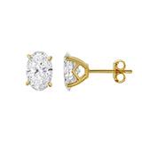 Ellora 14K Yellow Gold Lab Grown Oval Solitaire Diamond Earrings - 2.00 Cts