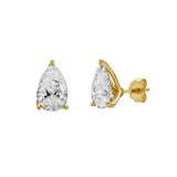 Bosc 14K Yellow Gold Lab Grown Pear Shaped Solitaire Diamond Earrings - 2.07 Cts