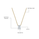 Emerald Elegance 14K Yellow Gold Lab Grown Diamond Necklace - 0.75ct