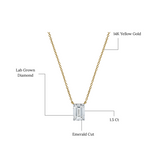 Emerald Elegance 14K Yellow Gold Lab Grown Diamond Necklace - 1.50 ct