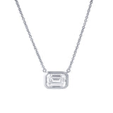 Glinda Lab Grown Diamond Emerald Bezel Necklace in 14K White Gold - 1.50 ct