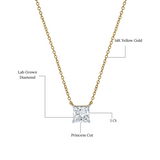 Princess Charm 14K Yellow Gold Lab Grown Diamond Necklace - 1 ct