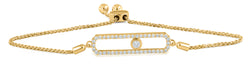 Rectangular Kinetic Slider Wheel Bolo Adjustable Bracelet Natural Diamond 0.4 Cttw. in 14k Yellow Gold