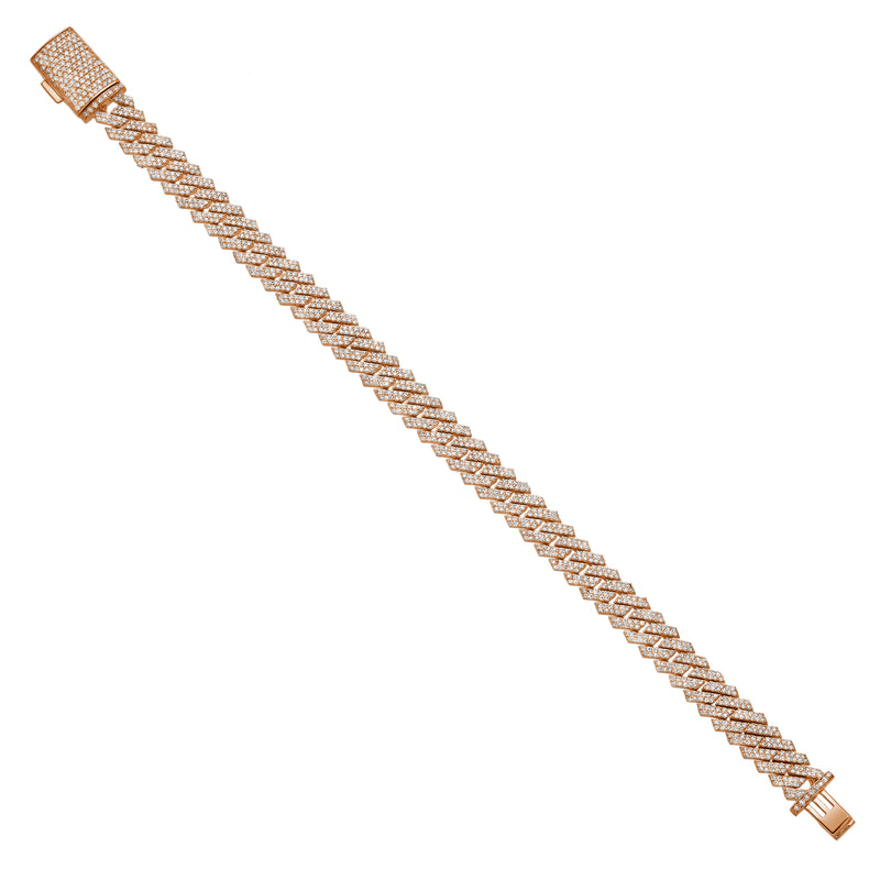 Diamond Link Cuban Bracelet Natural Diamonds (3.25 Cttw) in 10k Rose Gold