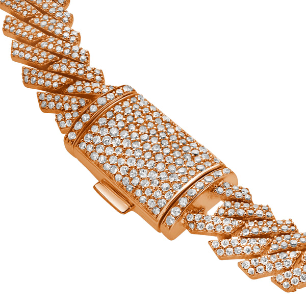 Diamond Link Cuban Bracelet Natural Diamonds (3.25 Cttw) in 10k Rose Gold