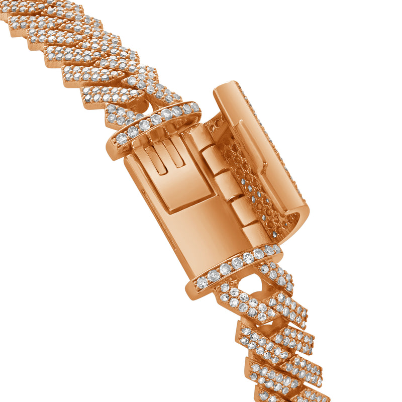 Diamond Link Cuban Bracelet Natural Diamonds (3.25 Cttw) in 10k Rose Gold