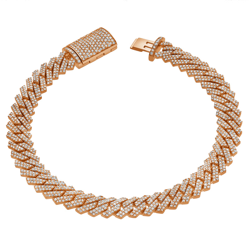 Diamond Link Cuban Bracelet Natural Diamonds (3.25 Cttw) in 10k Rose Gold