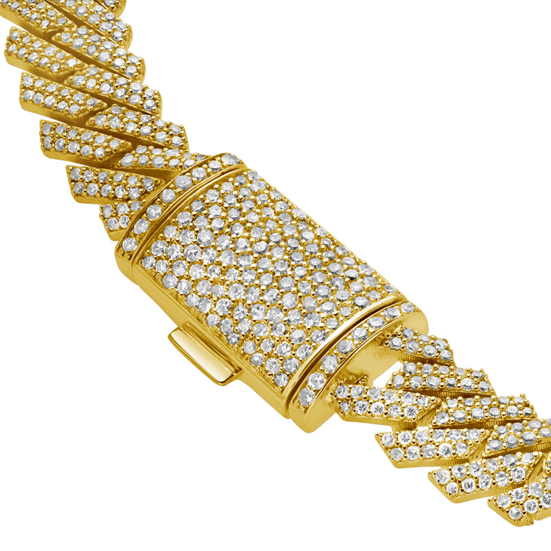 Diamond Link Cuban Bracelet Natural Diamonds (3.25 Cttw) in 10k Yellow Gold