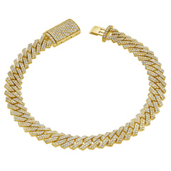 Diamond Link Cuban Bracelet Natural Diamonds (3.25 Cttw) in 10k Yellow Gold