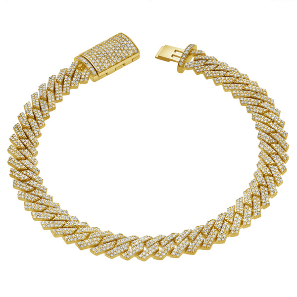 Diamond Link Cuban Bracelet Natural Diamonds (3.25 Cttw) in 10k Yellow Gold