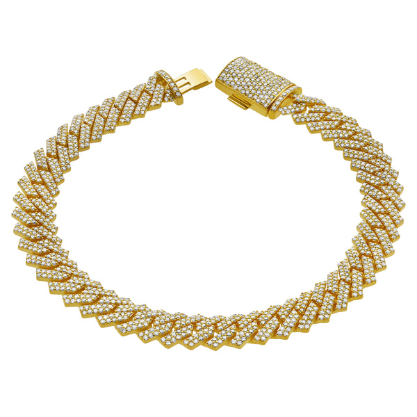 Diamond Link Cuban Bracelet Natural Diamonds (4.75 Cttw) in 10k Yellow Gold