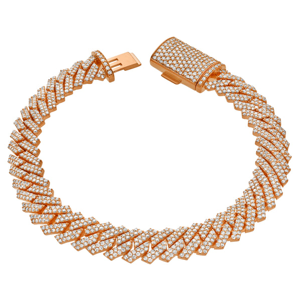 Diamond Link Cuban Bracelet Natural Diamonds (5.60 Cttw) in 10k Rose Gold