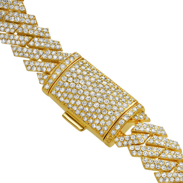 Diamond Link Cuban Bracelet Natural Diamonds (5.60 Cttw) in 10k Yellow Gold