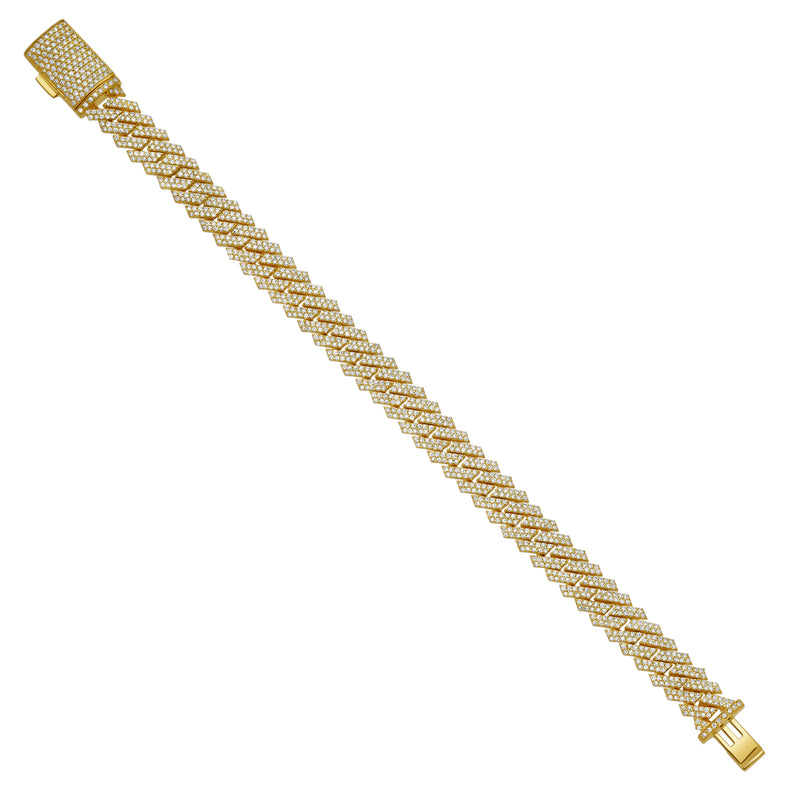 Diamond Link Cuban Bracelet Natural Diamonds (6.30 Cttw) in 10k Yellow Gold