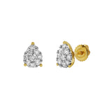Poire 14K Yellow Gold Cluster Lab Grown Diamond Unisex Earrings - 0.32 Cts