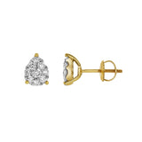 Poire 14K Yellow Gold Cluster Lab Grown Diamond Unisex Earrings - 0.32 Cts