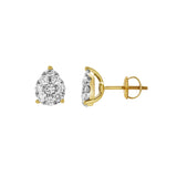 Poire 14K Yellow Gold Cluster Lab Grown Diamond Unisex Earrings - 0.72 Cts