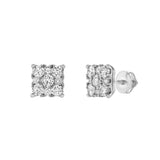 Nova 14K White Gold Cluster Lab Grown Diamond Unisex Earrings - 0.75 Cts