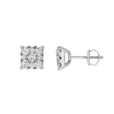 Nova 14K White Gold Cluster Lab Grown Diamond Unisex Earrings - 0.75 Cts