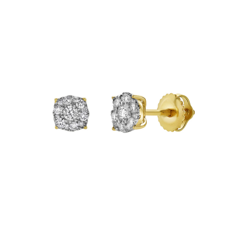 Arc 14K Yellow Gold Cluster Lab Grown Diamond Unisex Earrings - 0.15 Cts