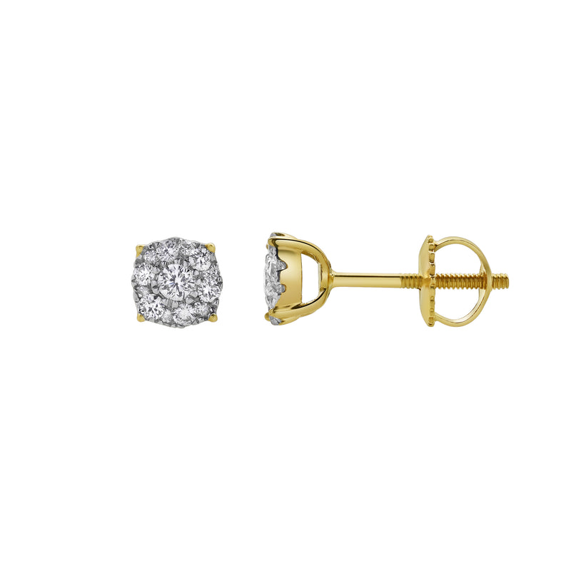 Arc 14K Yellow Gold Cluster Lab Grown Diamond Unisex Earrings - 0.15 Cts