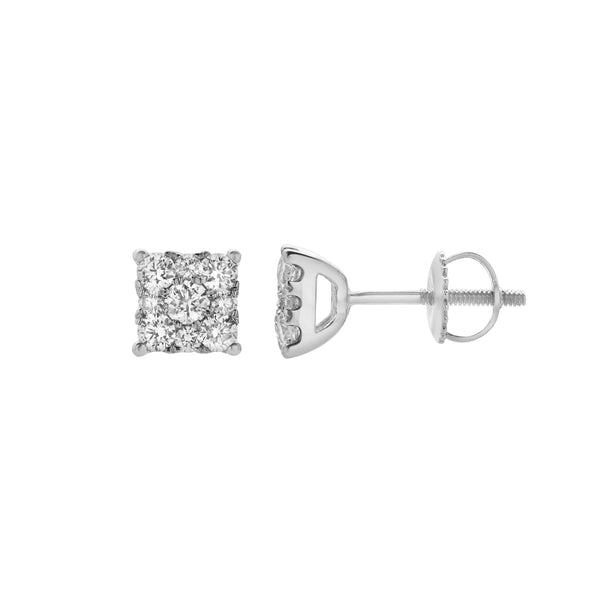 Nova 14K White Gold Cluster Lab Grown Diamond Unisex Earrings - 0.25 Cts