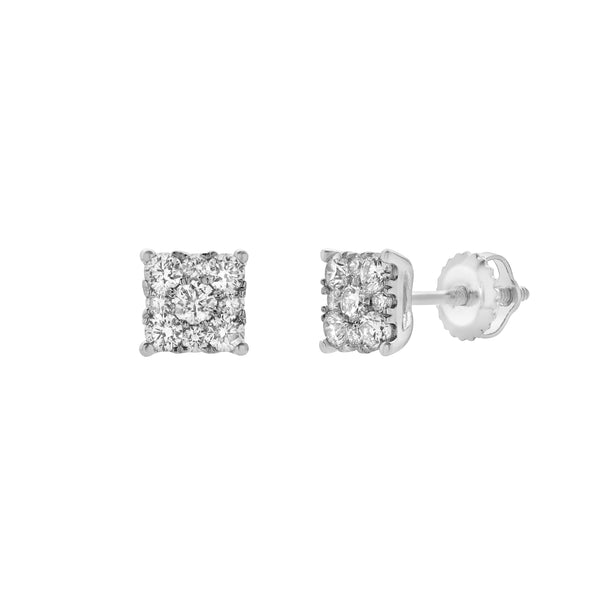 Nova 14K White Gold Cluster Lab Grown Diamond Unisex Earrings - 0.25 Cts