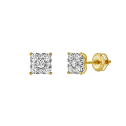 Nova 14K Yellow Gold Cluster Lab Grown Diamond Unisex Earrings - 0.25 Cts