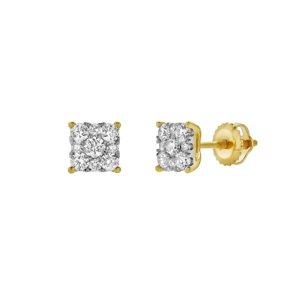 Nova 14K Yellow Gold Cluster Lab Grown Diamond Unisex Earrings - 0.25 Cts