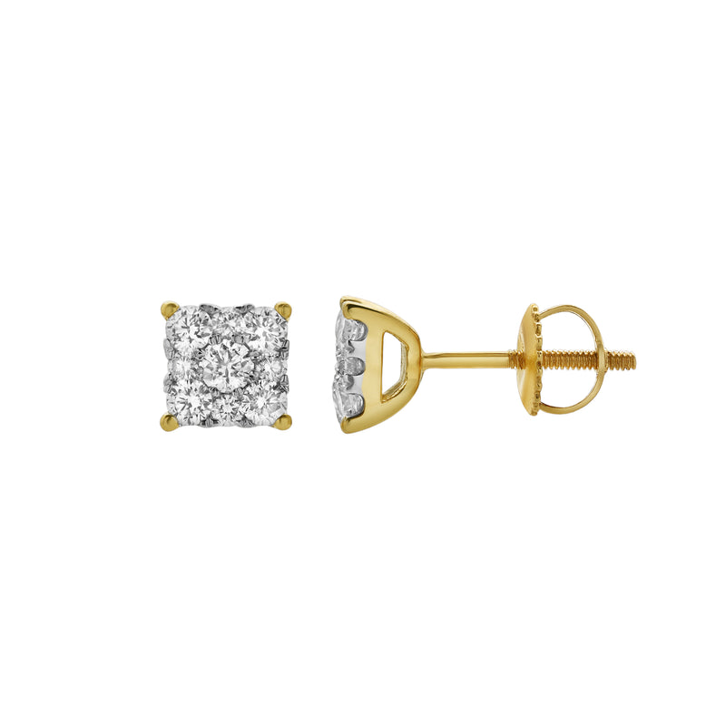 Nova 14K Yellow Gold Cluster Lab Grown Diamond Unisex Earrings - 0.33 Cts