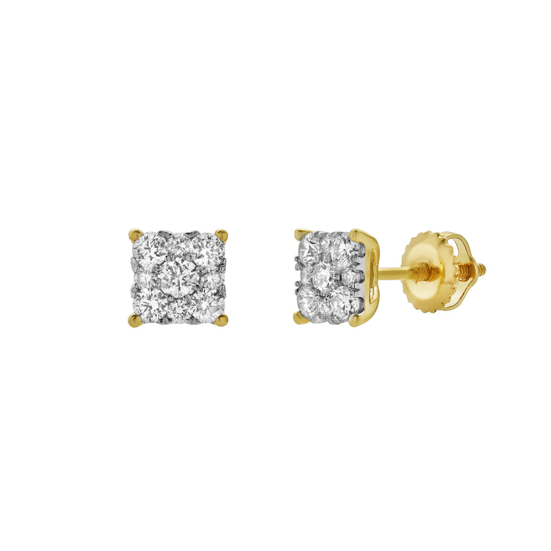 Nova 14K Yellow Gold Cluster Lab Grown Diamond Unisex Earrings - 0.33 Cts