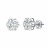 Meadow 14K White Gold Cluster Lab Grown Diamond Unisex Earrings - 1.25 Cts
