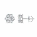 Meadow 14K White Gold Cluster Lab Grown Diamond Unisex Earrings - 1.25 Cts