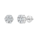 Meadow 14K White Gold Cluster Lab Grown Diamond Unisex Earrings - 0.50 Cts