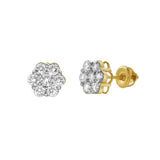 Meadow 14K Yellow Gold Cluster Lab Grown Diamond Unisex Earrings - 1.45 Cts
