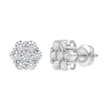 Meadow 14K White Gold Cluster Lab Grown Diamond Unisex Earrings - 1.75 Cts