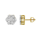 Meadow 14K Yellow Gold Cluster Lab Grown Diamond Unisex Earrings - 2.22 Cts