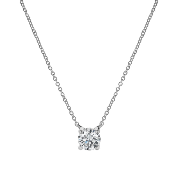 Apollo 14K White Gold Round Lab Grown Diamond Pendant - 0.49 Ctw