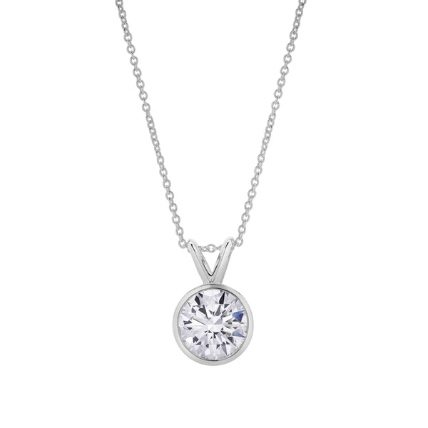 Astral 14K White Gold Round Lab Grown Diamond Pendant - 1.09 Ctw